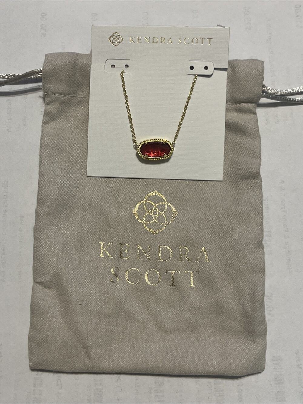 Kendra Scott Elisa Gold Pendant Necklace Red Berry Glass